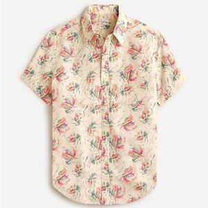 Short-sleeve cotton-linen blend shirt in print size large
